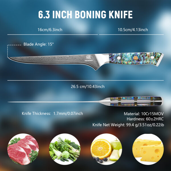 Professional 8-Inch Damascus Steel Chef Knife – Ultra Sharp 10Cr15MOV Blade with Hand-Forged Pattern & Abalone Shell Handle