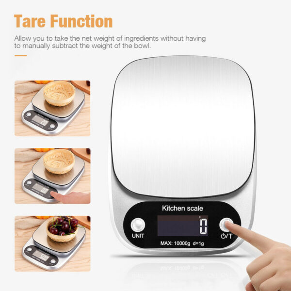 Digital Kitchen Food Scale – Multifunction Stainless Steel Weighing Scale (22lbs/1g Precision) for Diet & Cooking