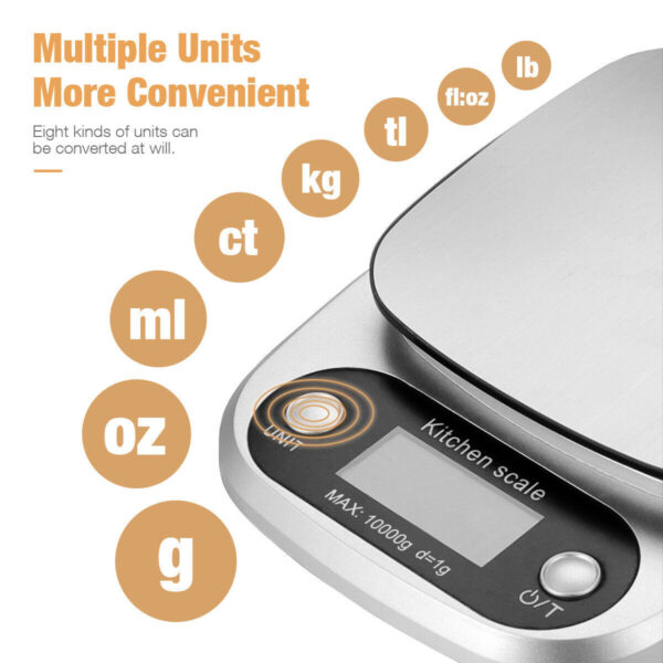 Digital Kitchen Food Scale – Multifunction Stainless Steel Weighing Scale (22lbs/1g Precision) for Diet & Cooking