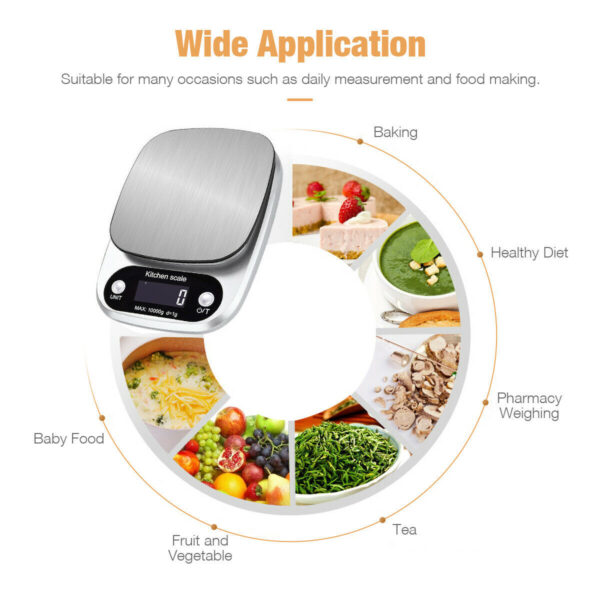 Digital Kitchen Food Scale – Multifunction Stainless Steel Weighing Scale (22lbs/1g Precision) for Diet & Cooking