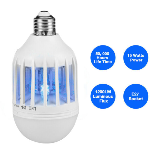 Bug Zapper Light Bulb – Mosquito & Fly Killer Lamp for Indoor/Outdoor Use (E26/E27 Base)