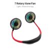 Portable USB Neckband Fan – Dual Head, Rechargeable Air Cooler with Colorful Lights & Aroma Function