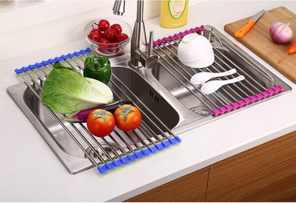 Folding Stainless Steel Sink Rack – Space-Saving Kitchen Drain Rack for Drying & Organizing