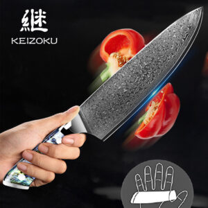 Professional 8-Inch Damascus Steel Chef Knife – Ultra Sharp 10Cr15MOV Blade with Hand-Forged Pattern & Abalone Shell Handle