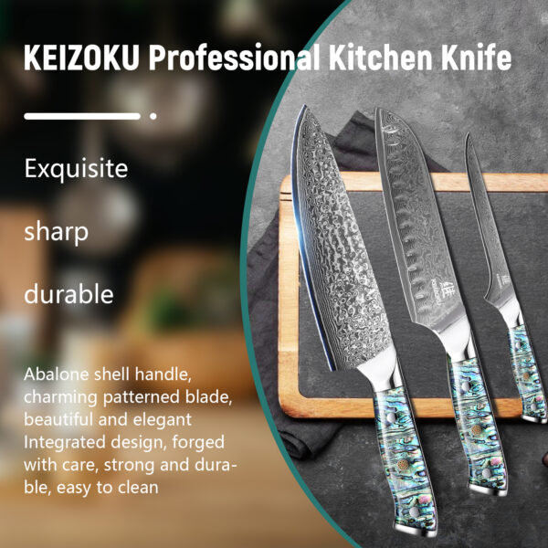 Professional 8-Inch Damascus Steel Chef Knife – Ultra Sharp 10Cr15MOV Blade with Hand-Forged Pattern & Abalone Shell Handle