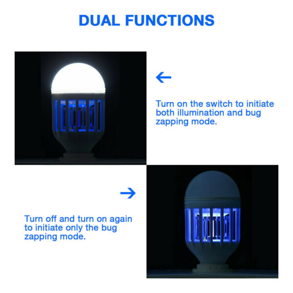 Bug Zapper Light Bulb – Mosquito & Fly Killer Lamp for Indoor/Outdoor Use (E26/E27 Base)