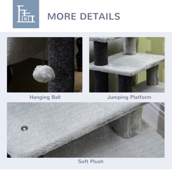 78fd2526-aad4-45f8-815a-fe696fa4508e.jpg Adjustable Cat Stairs with Scratching Post & Condo – 3/4 Step Pet Steps with Toy Ball for Bed & Sofa